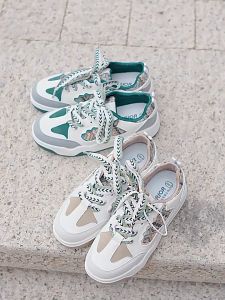 MFI Rose Sepatu Wanita Sneakers Sport Shoes Motif Tenun Khaki Green Import Quality Hak Datar