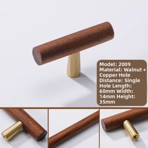 INNDUN | Vintage Chinese Style Walnut & Brass Drawer Pull