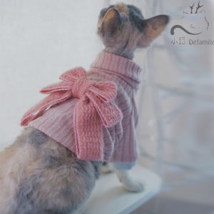 Handmade Butterfly Knot Sweater for Pets Autumn Winter Style Warm Clothes for Cats And Dogs New Arrival Pet Fashion Accessories