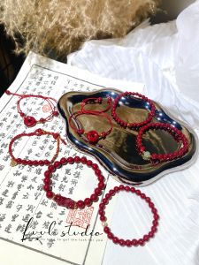 LUUL 2025 Lucky Year Natural Xi Wang Turquoise Pearl Lucky Knot New Year Vermilion Sand Good Luck Bracelet Woven Rope