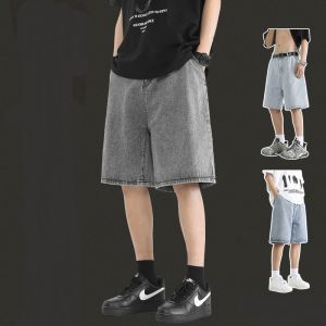 Denim shorts mens 2025 summer new slim fit fashion brand large shorts American high street retro loose washed vintage denim sho