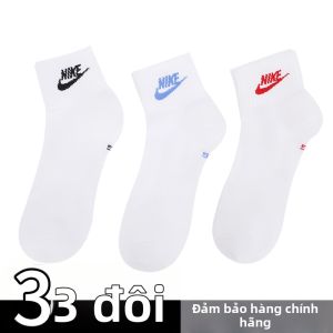 Nike | Bộ 3 Đôi Tăm Bóng Rổ & Chạy Bộ Thấm Mồ Hôi Thông Khí Màu Trắng