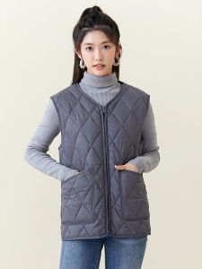 Velvet Vest Womens Zipper Fall and Winter Middle-Aged and Elderly down Cotton Vest Mothers plus Size Vest Warm Waistcoat