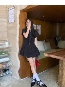 Váy Trắng Phong Cách Preppy Cho Nữ Váy Chữ A Có Cổ Polo Tay Ngắn Tủ Quần Áo Mùa Hè Cần Thiết Cho Các Cô Gái Trẻ