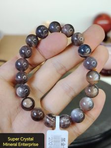 Natural High Grade Madagascar Black Skeletal Sunstone Crystal Beads Bracelet MSS02