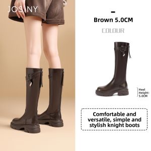 Josiny | Black Knight Long Boots Fleece-lined Thick-Soled