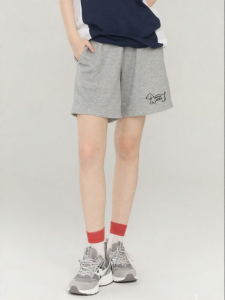 Gbiaior | Floral Gray Fleece Print Basic Casual Sport Shorts