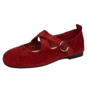 Josiny | Red New Design Ballet Mary Jane Flats