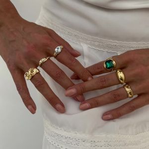 Ingemark | Ingemark 6Pcs/Set Punk Creative Open Rings for Women Wed Bridal Goth Geometric Rhinestone Knuckle Ring Couple Jewelry Gift New