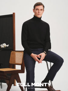 Machine Washable 100% Wool Mens Turtleneck Sweater