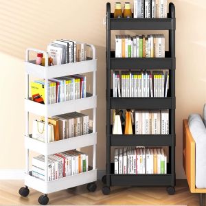 ชั้นวาง MUZU รถเข็นพลาสติก พร้อมล้อเลื่อน+ที่จับ รถเข็นเก็บของ เคลื่อนย้ายสะดวก ชั้นเก็บของมีล้อ 3/4/5 ชั้น