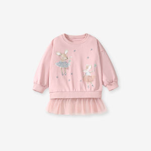 Adorable Little Maven Autumn Long Sleeve Girls Set Cotton Mesh Childrens Outfit Cute Cartoon Design Multi-piece Ensemble