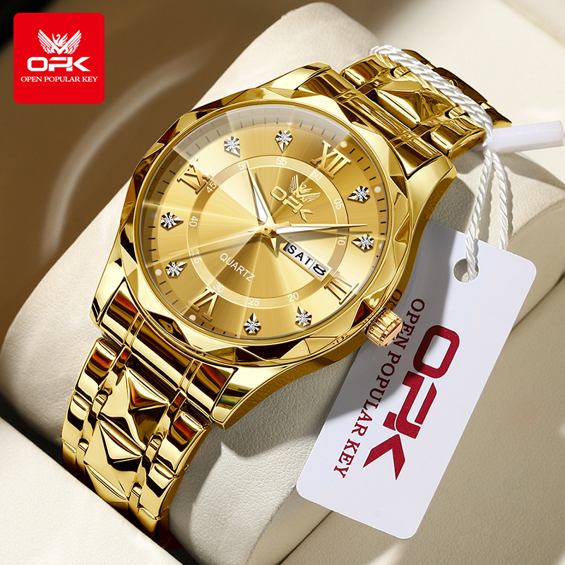 OPK Watch For Men Waterproof 2024 Original Casual Wrist Watches Fashion Luxury Stainless Strap Calendar Luminous Quartz Mens Clock