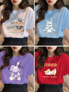Áo Thun Tay Ngắn Dáng Rộng Phong Cách Hàn Quốc Mùa Hè 2023 Cho Nữ Áo Thun in Họa Tiết Hoạt Hình Cổ Tròn Thường Ngày