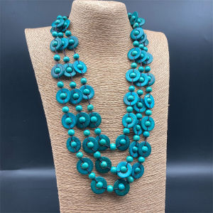 Bohemian Style Multi-Layer Wooden Beads Necklace Beach Travel Accessories Simple Sweater Chain Womens Fashion Jewelry