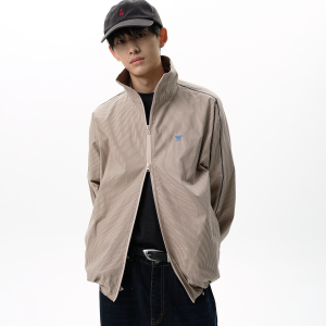 Roaringwild | Loose Striped Stand Collar American Style Jacket Male