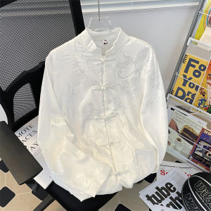 New Chinese Style Long Sleeve Embroidered Casual Loose Mens Shirt Dragon Pattern Button Spring Summer Trendy Brand High End Feeling