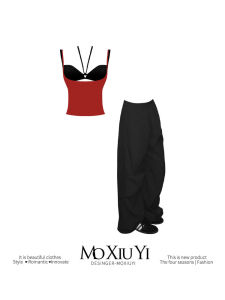 Modern สีดำ พรางหุ่น ชุดบรา 3 ชิ้น ซับเอว เสื้อกั๊ก หลวม กางเกง ทันสมัย พลัสไซส์ เสื้อผ้าผู้หญิง ชุดสํานักงาน