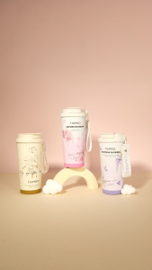 CIVAGO（17oz）แก้วน้ําหุ้มฉนวนสุญญากาศพร้อมหลอดแก้วกาแฟเซรามิกความจุขนาดใหญ่ ​ชุดดอกไม้