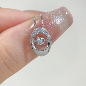 LAZO DIAMOND Twisted Oval Dancing Diamond Pendant in 750/18K White Gold