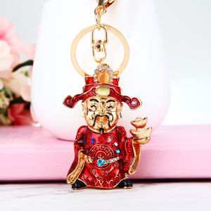 Creative Ins Car Keychain Womens Cute Zodiac Diamond Wealth Attracting Key Ring Circle Gift Festive Celebration Supplies