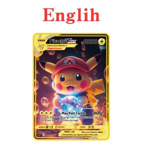 English Metal Game Collection Card Anime Figure Charizard Pikachu Blastoise Mewtwo Battle Collection Carte Card Toy Gift