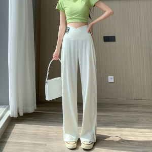 Milan Style Summer Thin Ice Silk Maternity Pants Low Waist Wide Leg Casual Outerwear Trousers for Pregnant Women