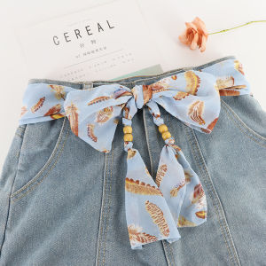 Fashionable Ladies Silk Ribbon Decorative Belt Easiest for Matching Flower Pattern Single Lap Cloth Belt Youth Suitable