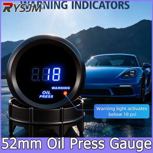RYSJM | 52MM Oil Press Meter Digital LED 0-150 PSI Oil Pressure Gauge NPT1/8 Pressure Sensor Pressure Measurement With Warning Light