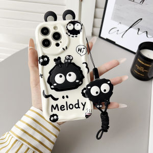 3D Silicon Case for Samsung A06 A16 A26 A36 A56 A55 A35 A15 A05 A05s A54 5G Briquette Melody Wave Edge Soft with Strap Stand Holder Shockproof Phone Case