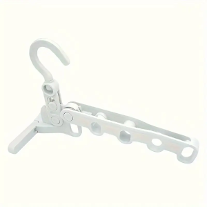 Foldable 5-Hole Clothes Hanger - Ergonomic Hooks Space-Saving Durable Plastic for Travel Hotels Dorms Multihook & Compact ​​