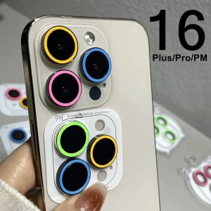 2-3Pcs Luminous Ceramic Camera Protector For IPhone 16 Pro Max Plus Lens Film Ring Anti-Scratch Glass Glowing Protective Cap