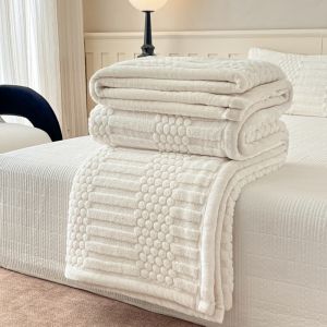 ผ้าห่มฟลานเนลเนื้อนุ่มอุ่นสบาย ลายแจ็คการ์ดอเนกประสงค์ ใช้คลุมเตียง ปูเตียง หรือใช้ในออฟฟิศ ขนาด 180*200 ซม. จัดส่งแบบดรอปชิป