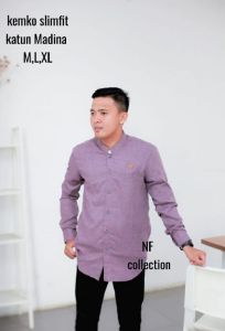 KEMEJA KOKO SLIM FIT POLOS KATUN MADINAKURTA PAKISTAN PANJANG