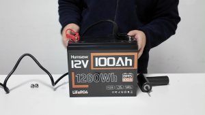 [Ready Stock / 24H Ship] HumsiENK 12V 100Ah Lithium Iron Phosphate Battery with BMS & Voltage Display - Series Connection Supported for RV/Marine/Off-Grid Use