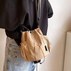 K-style Casual New Arrival Special-Interest Shoulder Bag Crossbody Bag Small Cloth Bag Mobile Phone Bag Female Casual Easiest for Match Mini Small Bucket Bag