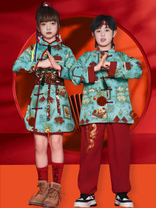 New 2025 Chinese Style Tang Suit Childrens Performance Costume Set for Girls And Boys Kids Qipao Parent-Child Outfit Autumn Winter Clothes