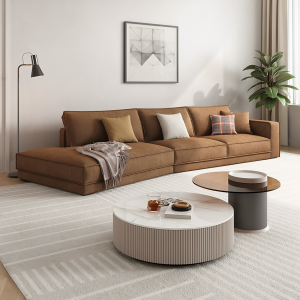 YIZUO | Italian Minimalist Arc Shaped Corner Fabric Sofa