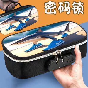 Foreign Mountain Sea Classic Pencil Case for Boys And Girls Primary And Secondary School Students with Password Lock Oxford Cloth