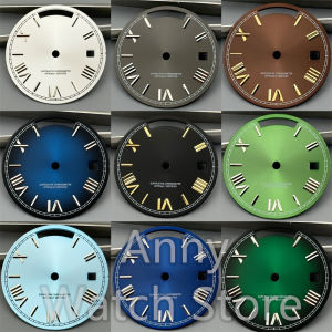 29MM Sterile Sky Blue Coffee Grey White Green Sunberst Watch Dial Roman Mark Dual Calendars Fit Miyota 8285 Movement Watch Parts