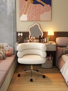 Trendy BOBO Chair Bedroom Makeup Desk Chair Cute Back Adjustable Height Makeup Stool Bedroom Chair Comfortable Fabric Back Support