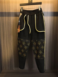 Thickened Fleece Knee Pads Mens Casual Pants Fashion Urban Style Long Trousers Autumn Winter Warm Stylish Plain Color