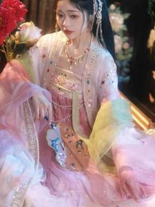 Original Hanfu Womens Small Princess Style Embroidered Chest Length Sleeve Spring Autumn Chinese National Costume Set
