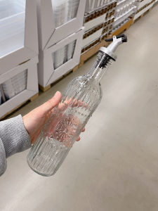 Retro Relief Leakproof Oil Bottle Kitchen Soy Sauce Vinegar Bottle 500ml Transparent Glass Cooking Utensil Nordic Style