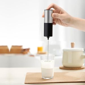 Milk frother for coffee latteswhisk drink mixer Mini foamer for cappuccino Frappe Matcha Hot Chocolate. Battery operated stainless foam maker handheld eletric frothers