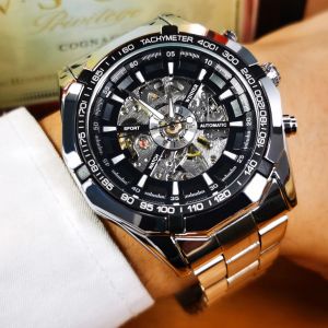 WINNER Classic Mechanical Watch for Men Luminous Hands Stainless Steel Strap Business Hand Winding Mens Watches Top Brand Gifts