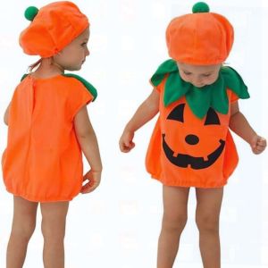 New Halloween Childrens Pumpkin Outfit Performance Costume Cute Baby Overalls Pumpkin Suit Stage Performance Clothing