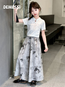 Lightweight Ethnic Style Girls Short Sleeve Set
