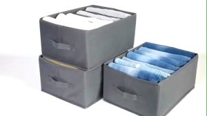 สินค้าพร้อมส่ง กล่องผ้าพับได้ กล่องเก็บกางเกงที่มีบอร์ด PP กางเกงยีนส์ ช่องเก็บเสื้อผ้า กล่องเก็บชุดชั้นใน กล่องเก็บของ กล่องผ้าพับได้ กันฝุ่น