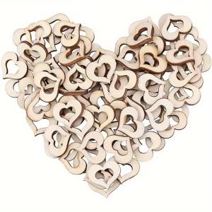 YOMDID 100Pcs Creative Rustic Wood Wooden Love Heart Wedding Table Scatter Decor Confetti Slices Crafts DIY Party Decoration